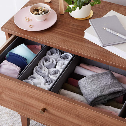 Deep Drawer Organizer for Clothes, Collapsible Storage Boxes for Socks, Underwear and Baby Items, Set of 4, Gray