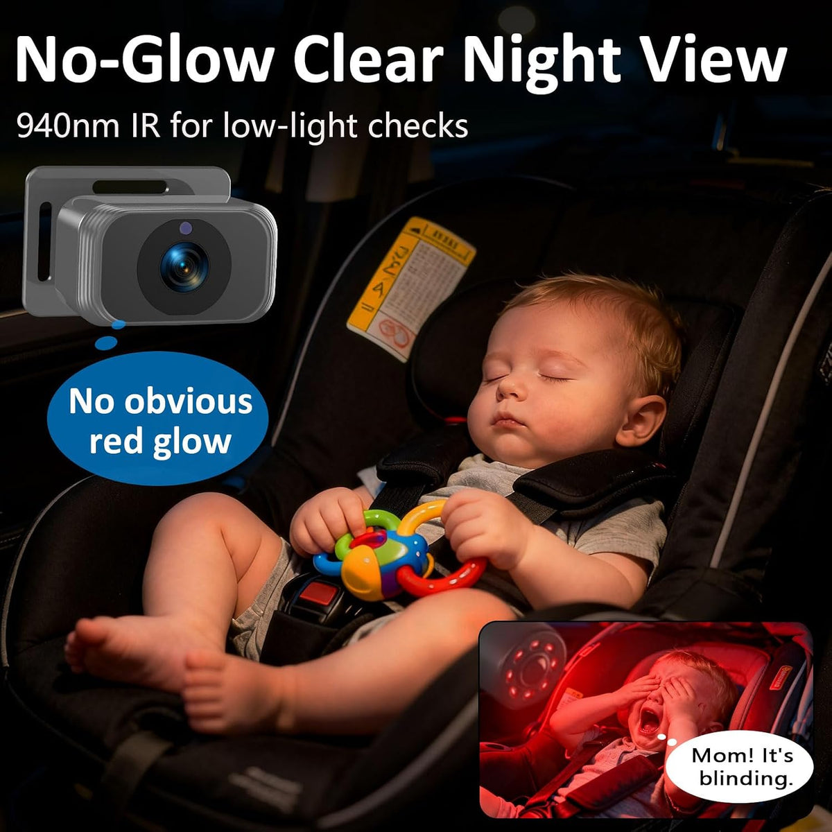Dual Baby Car Camera for 2 Kids: 6.9" Large Split-Screen with 2-Camera