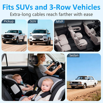 Dual Baby Car Camera for 2 Kids: 6.9" Large Split-Screen with 2-Camera