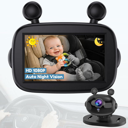 Dual Baby Car Camera for 2 Kids: 6.9" Large Split-Screen with 2-Camera