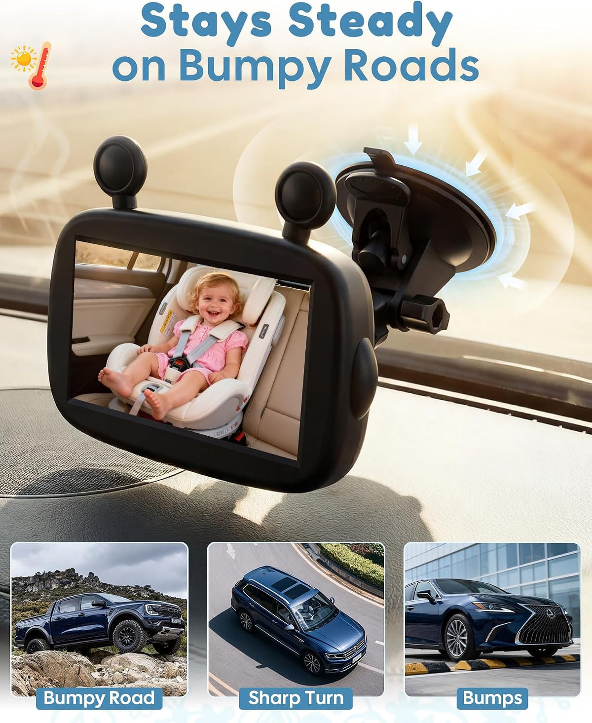 Dual Baby Car Camera for 2 Kids: 6.9" Large Split-Screen with 2-Camera