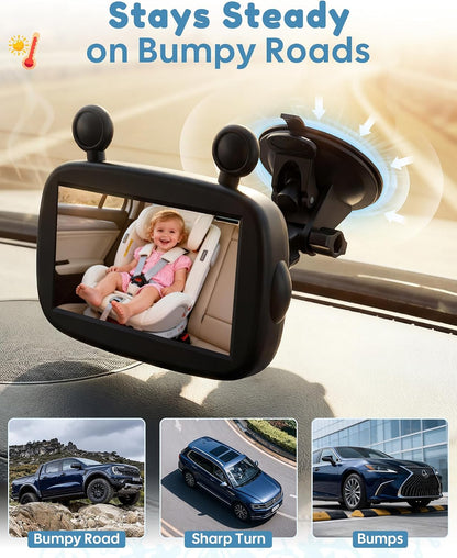 Dual Baby Car Camera for 2 Kids: 6.9" Large Split-Screen with 2-Camera