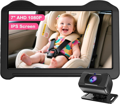 Dual Baby Car Camera for 2 Kids: 6.9" Large Split-Screen with 2-Camera