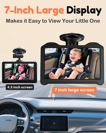 Dual Baby Car Camera for 2 Kids: 6.9" Large Split-Screen with 2-Camera