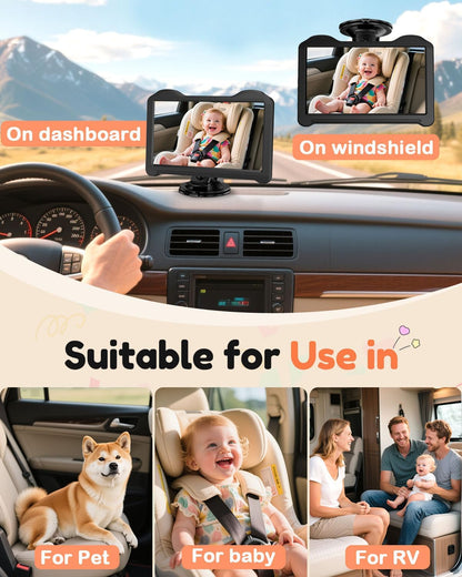 Dual Baby Car Camera for 2 Kids: 6.9" Large Split-Screen with 2-Camera