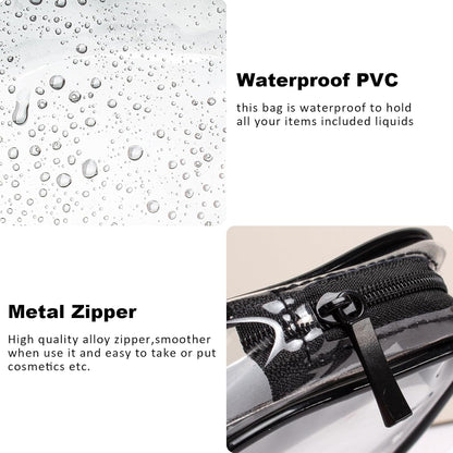 Small Clear Toiletry Bag, 4 Packs TSA Approved Water resistant Quart Size Travel Organizer, Airport Airline Travel Essential Carry On Makeup Cosmetic Bags for Women (White, Pack of 4)