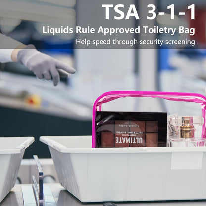 Small Clear Toiletry Bag, 4 Packs TSA Approved Water resistant Quart Size Travel Organizer, Airport Airline Travel Essential Carry On Makeup Cosmetic Bags for Women (White, Pack of 4)