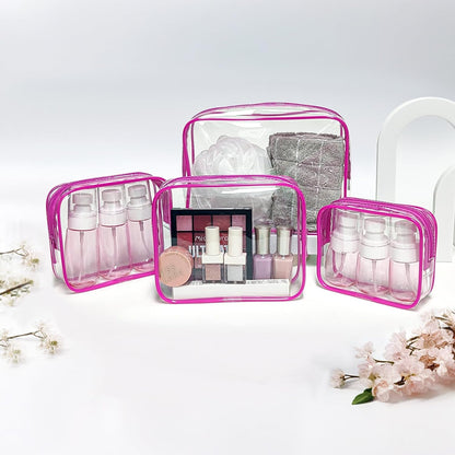 Small Clear Toiletry Bag, 4 Packs TSA Approved Water resistant Quart Size Travel Organizer, Airport Airline Travel Essential Carry On Makeup Cosmetic Bags for Women (White, Pack of 4)