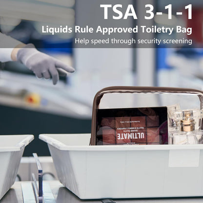 Small Clear Toiletry Bag, 4 Packs TSA Approved Water resistant Quart Size Travel Organizer, Airport Airline Travel Essential Carry On Makeup Cosmetic Bags for Women (White, Pack of 4)