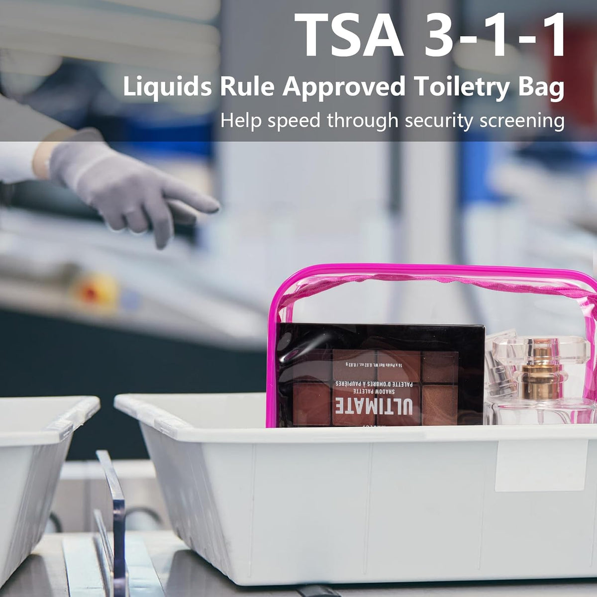 Small Clear Toiletry Bag, 4 Packs TSA Approved Water resistant Quart Size Travel Organizer, Airport Airline Travel Essential Carry On Makeup Cosmetic Bags for Women (White, Pack of 4)