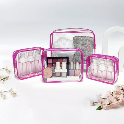 Small Clear Toiletry Bag, 4 Packs TSA Approved Water resistant Quart Size Travel Organizer, Airport Airline Travel Essential Carry On Makeup Cosmetic Bags for Women (White, Pack of 4)