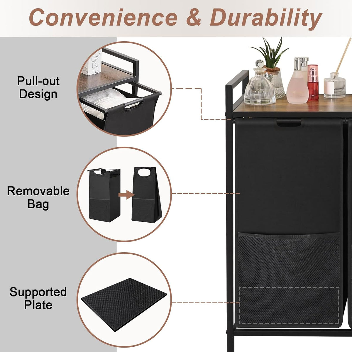 Extra Large Laundry Hamper, Laundry Hamper 3 Section with shelf - 210L Capacity, Laundry Basket for Clothes-1 Storage Shelf, Laundry Sorter for Laundry Room, Bedroom