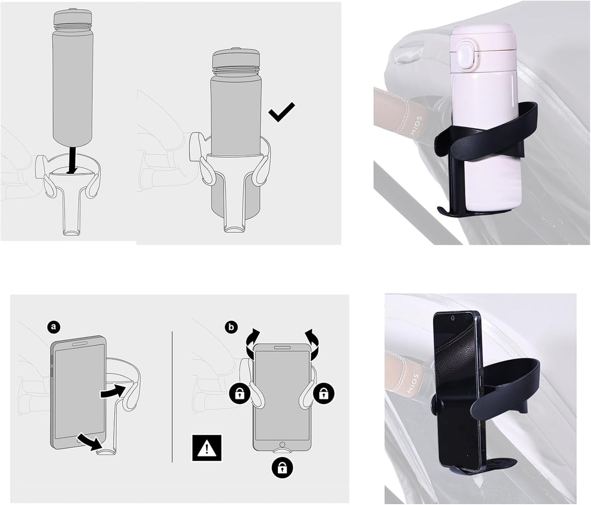Stroller Cup Holder Drinking Holder with Phone Holder fits Cybex Stroller (1)