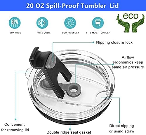 Tumbler Lid for 20 Oz,2 Replacement Lids for 20oz Stainless Steel Tumbler Travel Cup Yeti,Ozark Trails and more Cooler Cup, Flip-top Splash Proof (Black, 20 OZ)