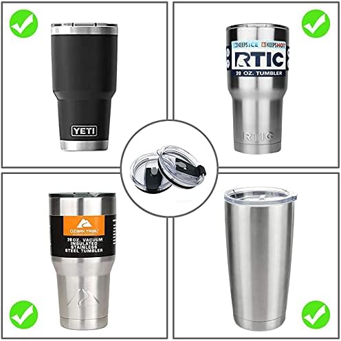 Tumbler Lid for 20 Oz,2 Replacement Lids for 20oz Stainless Steel Tumbler Travel Cup Yeti,Ozark Trails and more Cooler Cup, Flip-top Splash Proof (Black, 20 OZ)