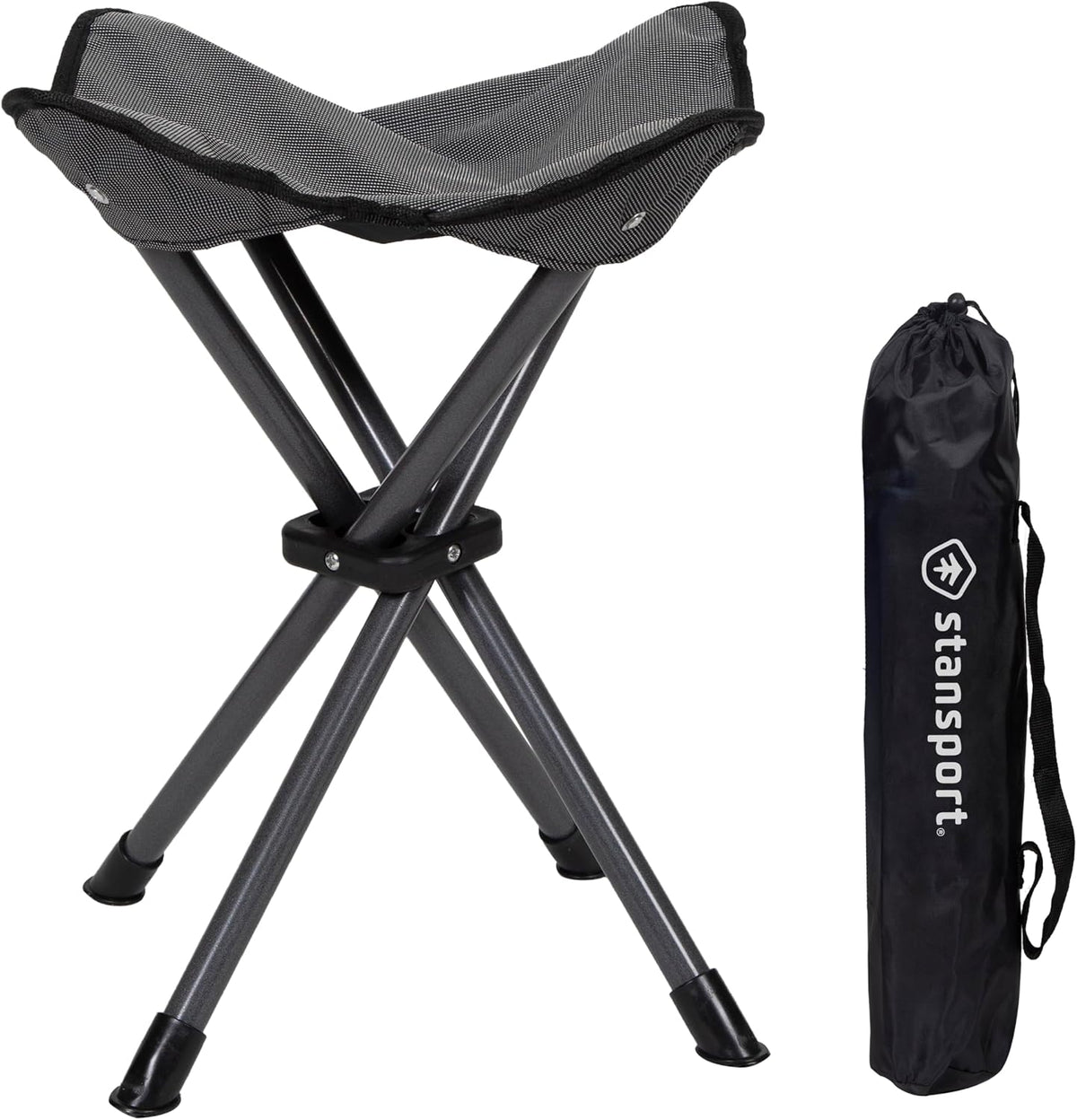 Apex Fold-Up Stool (G-140) - Black/Grey, Portable and Lightweight Stool for Camping, Fishing, Hiking, Backpacking and More - 300 lbs Weight Capacity