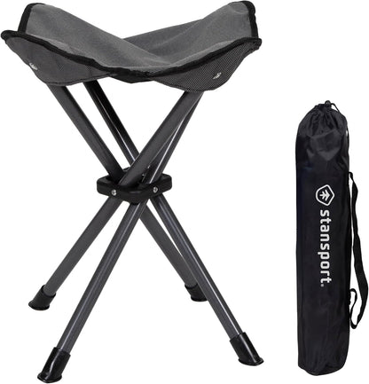 Apex Fold-Up Stool (G-140) - Black/Grey, Portable and Lightweight Stool for Camping, Fishing, Hiking, Backpacking and More - 300 lbs Weight Capacity