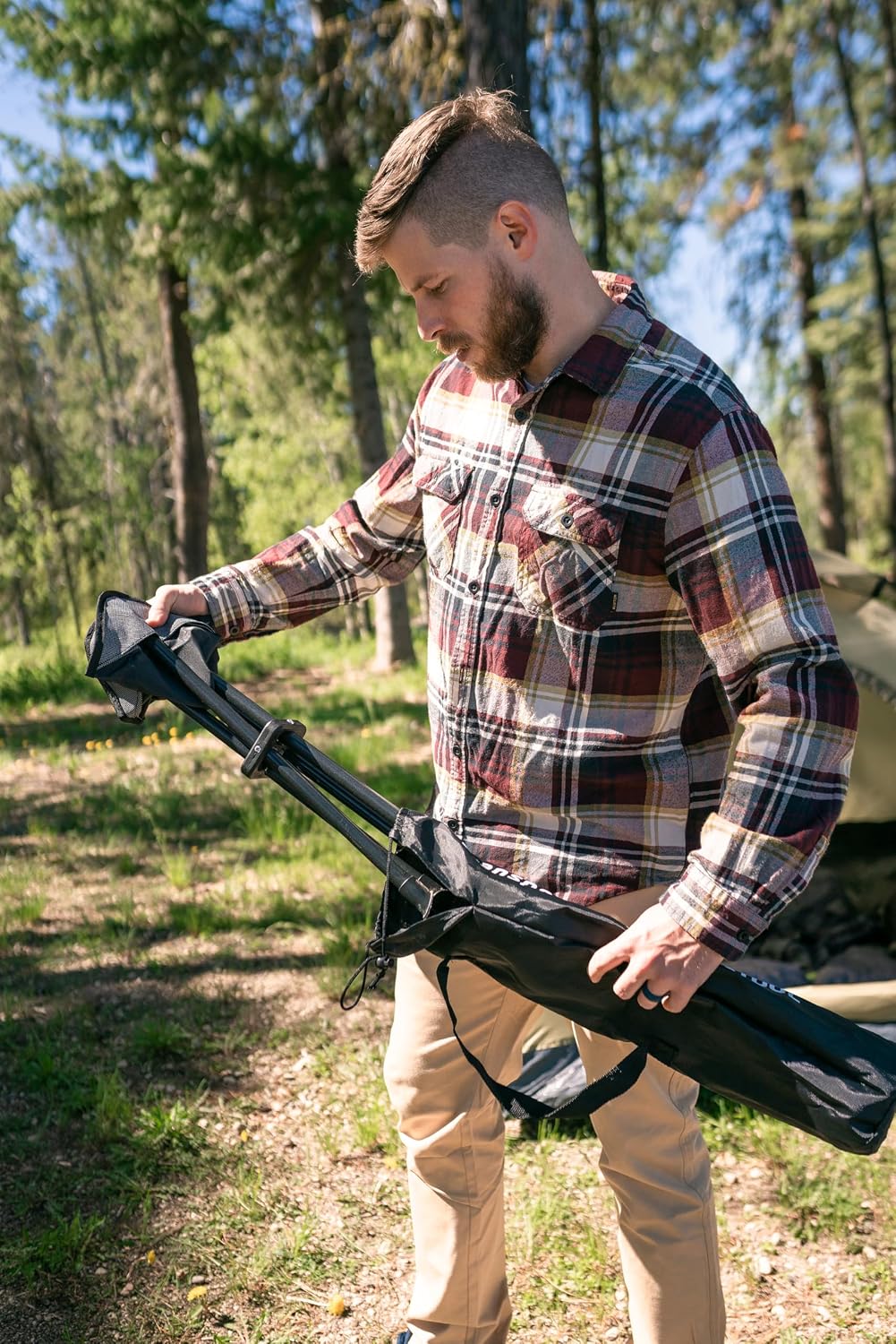 Apex Fold-Up Stool (G-140) - Black/Grey, Portable and Lightweight Stool for Camping, Fishing, Hiking, Backpacking and More - 300 lbs Weight Capacity