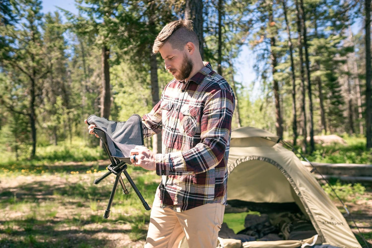 Apex Fold-Up Stool (G-140) - Black/Grey, Portable and Lightweight Stool for Camping, Fishing, Hiking, Backpacking and More - 300 lbs Weight Capacity