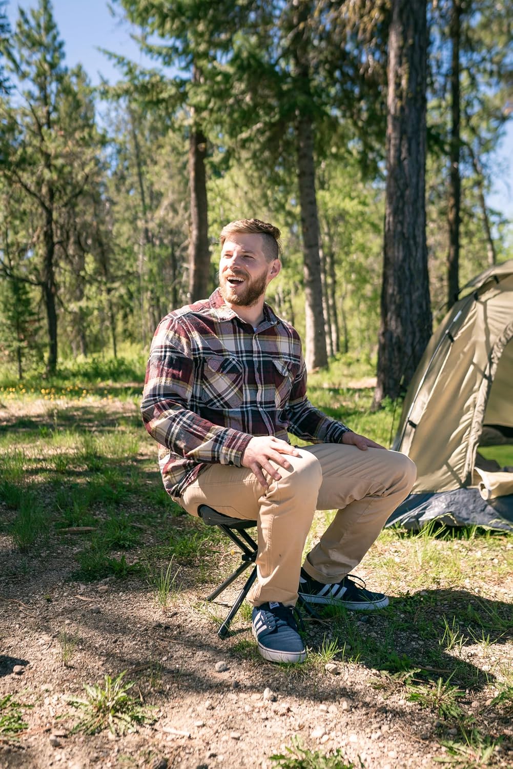 Apex Fold-Up Stool (G-140) - Black/Grey, Portable and Lightweight Stool for Camping, Fishing, Hiking, Backpacking and More - 300 lbs Weight Capacity