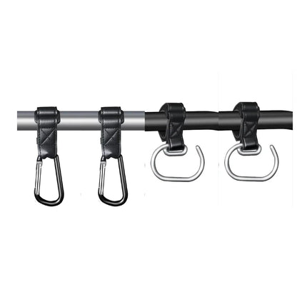 4 Pack Stroller Hooks, Universal Stroller Accessories, Stroller Hooks for Bags Heavy Duty, Non-Slip Stroller Carabiner Clips for Bike, Scooter, Wheelchair, Walker