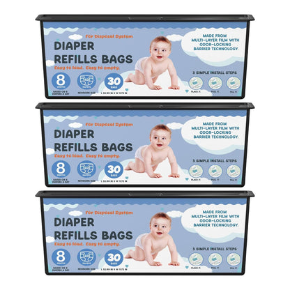 Diaper Pail Refills Bags with 30 Bags Compatible with Genie Easy Roll Signature Diaper Pails and Platinum Diaper Pails, Lasts Up to 8 Months, 7-Layer Odor-Barrier Technology, 2 Packs (60 Bags)