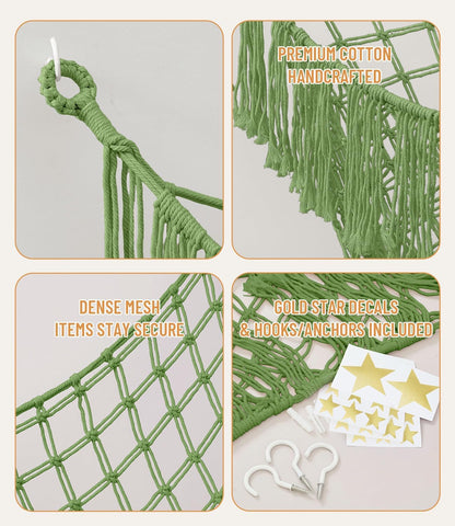 Lare Stuffed Animal Storage Hammock Corner Net - 45" W x 45" H(Cream White)