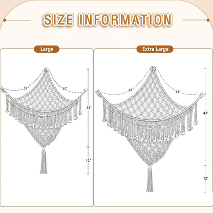 Lare Stuffed Animal Storage Hammock Corner Net - 45" W x 45" H(Cream White)