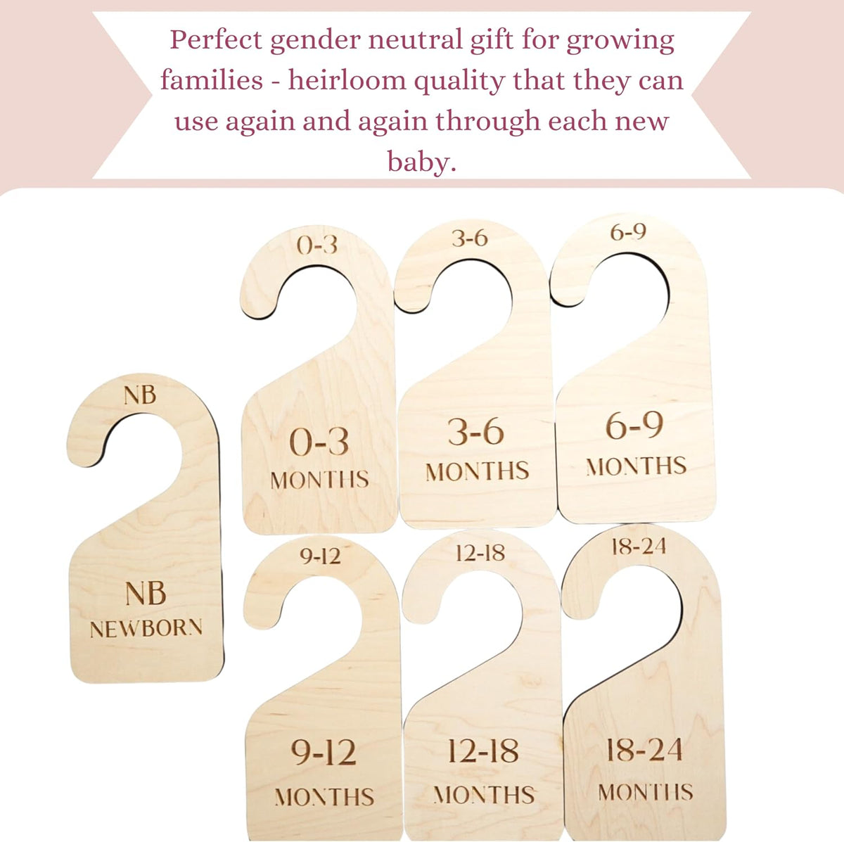 Modern Double-Sided Baby and Toddler Closet Dividers, Nursery Closet Organizers – Set of 7 Durable Child Closet Size Dividers Decor