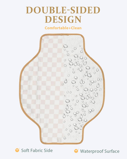 Portable Diaper Changing Pad - Waterproof Travel Changing Mat with Built-in Pillow, Gifts for Baby Shower, Newborn Girls & Boys（Beige Checkers）