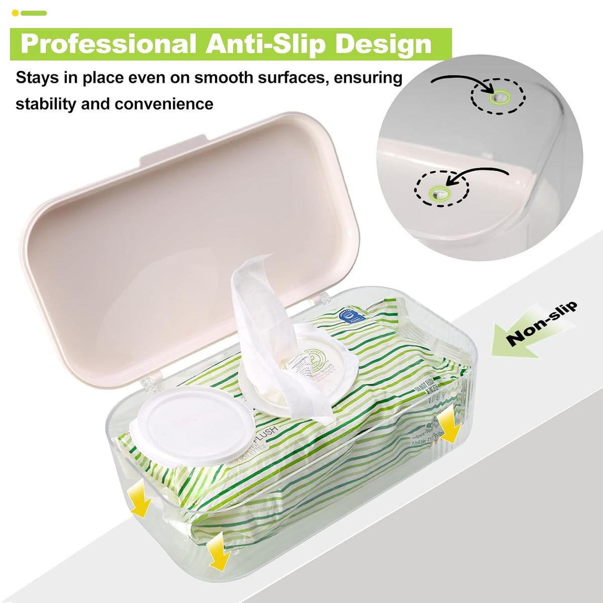 Wipes Dispenser Compatible with Huggies Flip-Top Pack, Clear Refillable Wipe Container, Reusable Wipe Holder, One-Handed Operation Lid, Keeps Wipes Clean and Fresh, for Bathroom