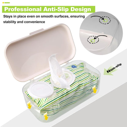 Wipes Dispenser Compatible with Huggies Flip-Top Pack, Clear Refillable Wipe Container, Reusable Wipe Holder, One-Handed Operation Lid, Keeps Wipes Clean and Fresh, for Bathroom