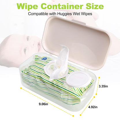 Wipes Dispenser Compatible with Huggies Flip-Top Pack, Clear Refillable Wipe Container, Reusable Wipe Holder, One-Handed Operation Lid, Keeps Wipes Clean and Fresh, for Bathroom