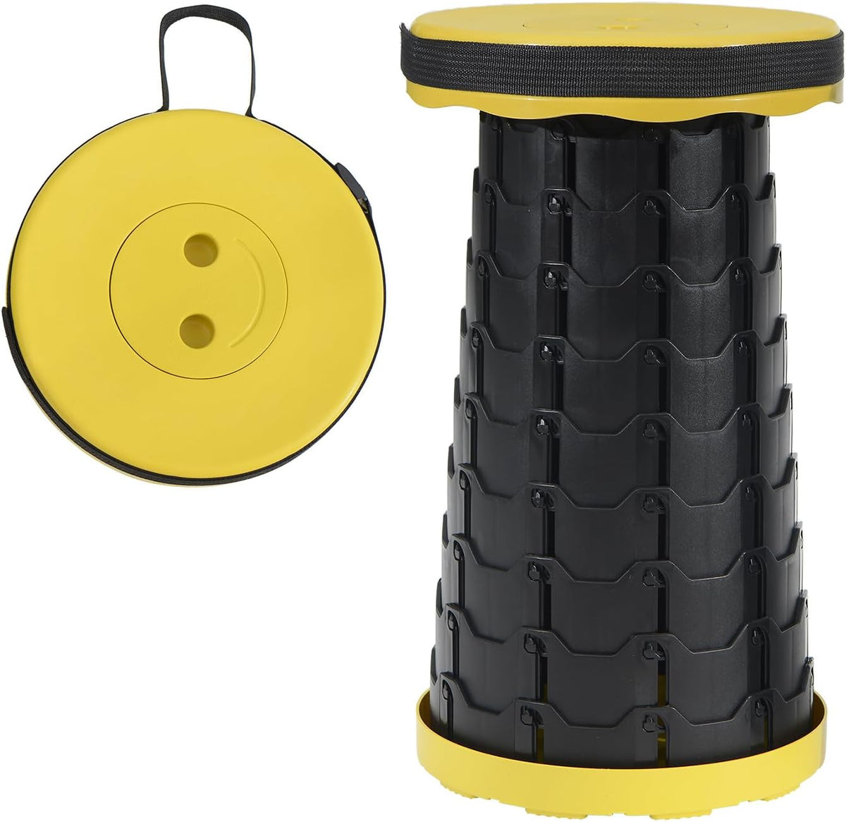 Portable Telescoping Foldable Stool - Lightweight, Outdoor Essential for Camping, Picnicking, Park Leisure, Fishing, Hiking & BBQ (Yellow)