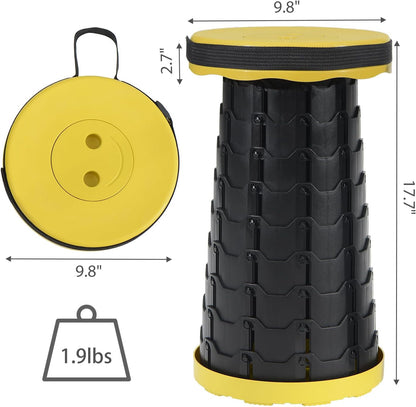 Portable Telescoping Foldable Stool - Lightweight, Outdoor Essential for Camping, Picnicking, Park Leisure, Fishing, Hiking & BBQ (Yellow)