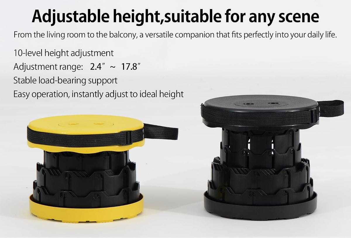 Portable Telescoping Foldable Stool - Lightweight, Outdoor Essential for Camping, Picnicking, Park Leisure, Fishing, Hiking & BBQ (Yellow)