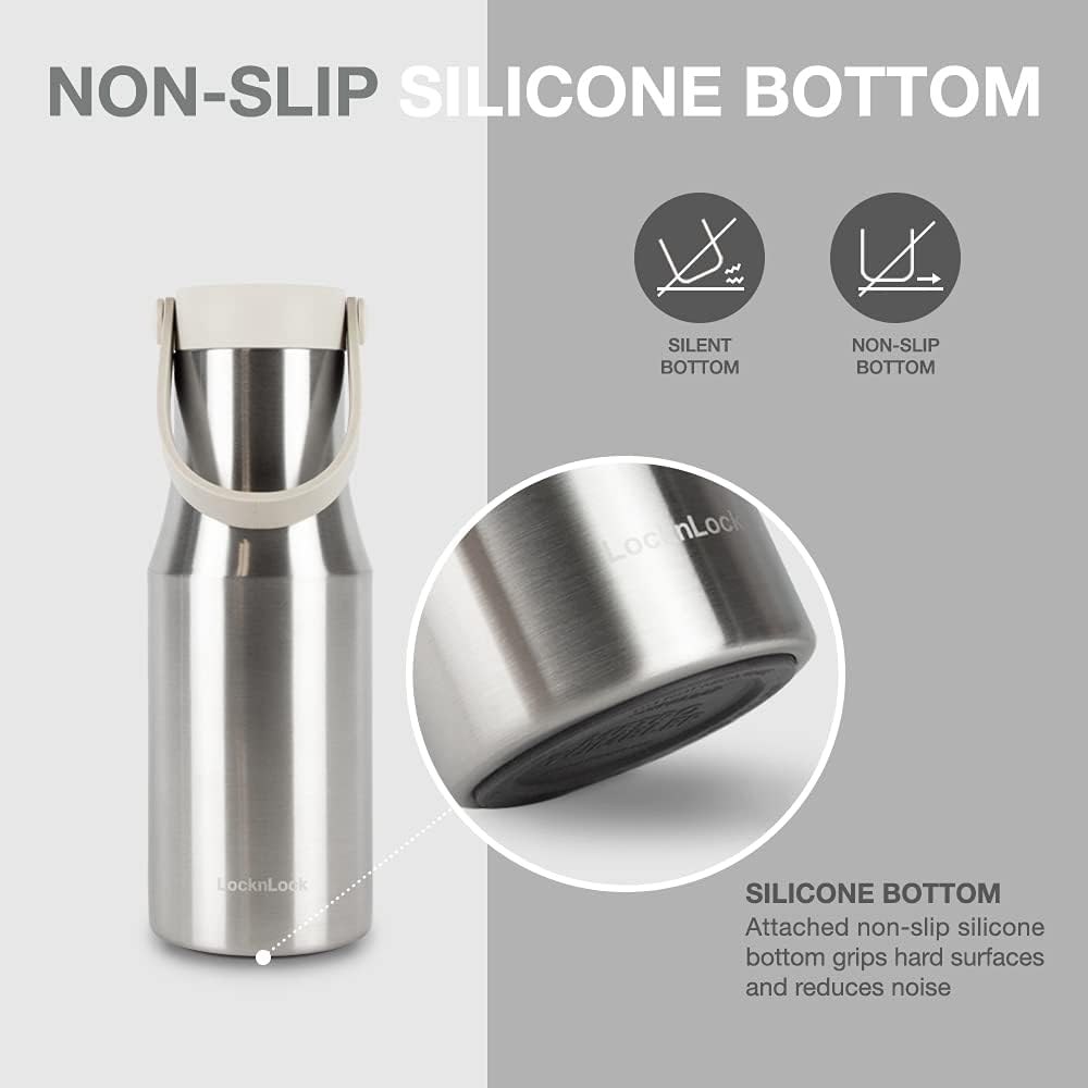 Metro Tumbler Stainless Steel Vacuum Insulated Double Cap Travel Mug - Water Coffee Cup w/Hand Strap for Home, Office, Outdoor Works Great for Cold Drinks and Hot Beverages (Gray, 16oz)
