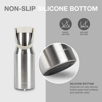 Metro Tumbler Stainless Steel Vacuum Insulated Double Cap Travel Mug - Water Coffee Cup w/Hand Strap for Home, Office, Outdoor Works Great for Cold Drinks and Hot Beverages (Gray, 16oz)