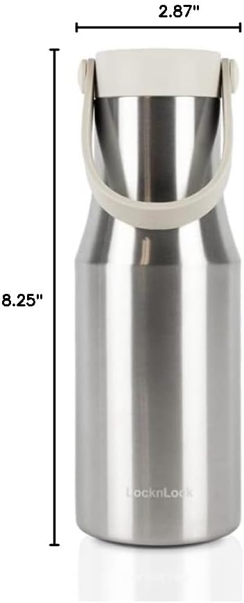Metro Tumbler Stainless Steel Vacuum Insulated Double Cap Travel Mug - Water Coffee Cup w/Hand Strap for Home, Office, Outdoor Works Great for Cold Drinks and Hot Beverages (Gray, 16oz)