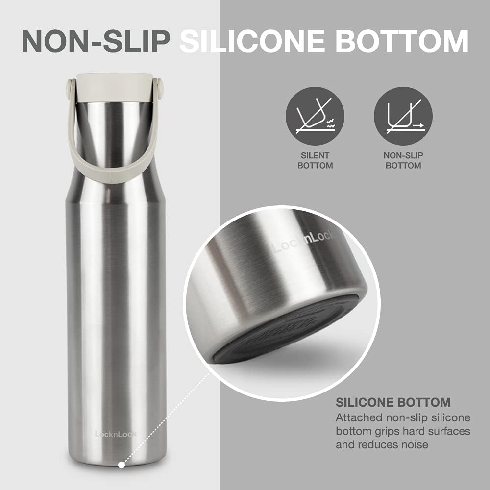 Metro Tumbler Stainless Steel Vacuum Insulated Double Cap Travel Mug - Water Coffee Cup w/Hand Strap for Home, Office, Outdoor Works Great for Cold Drinks and Hot Beverages (Gray, 16oz)
