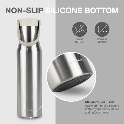 Metro Tumbler Stainless Steel Vacuum Insulated Double Cap Travel Mug - Water Coffee Cup w/Hand Strap for Home, Office, Outdoor Works Great for Cold Drinks and Hot Beverages (Gray, 16oz)