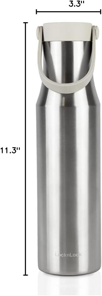 Metro Tumbler Stainless Steel Vacuum Insulated Double Cap Travel Mug - Water Coffee Cup w/Hand Strap for Home, Office, Outdoor Works Great for Cold Drinks and Hot Beverages (Gray, 16oz)
