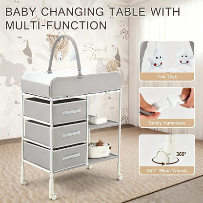 Baby Changing Table, Portable Diaper Station with Waterproof Pad