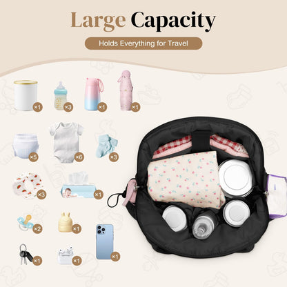 Diaper Bag Tote, Puffer Diaper Tote Bags Crossbody Hospital Bag Travel Large Mommy Bag, with Pacifier Case