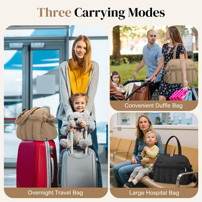 Diaper Bag Tote, Puffer Diaper Tote Bags Crossbody Hospital Bag Travel Large Mommy Bag, with Pacifier Case