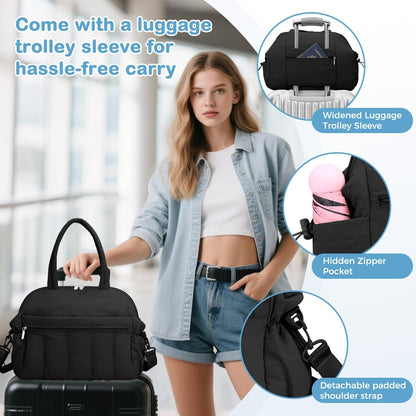 Diaper Bag Tote, Puffer Diaper Tote Bags Crossbody Hospital Bag Travel Large Mommy Bag, with Pacifier Case