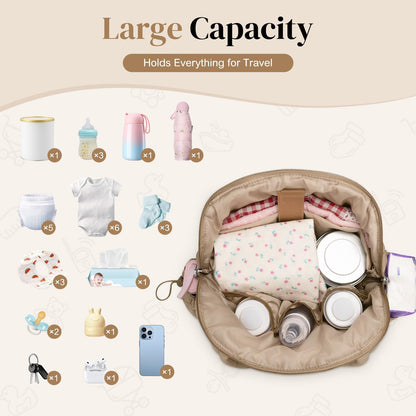 Diaper Bag Tote, Puffer Diaper Tote Bags Crossbody Hospital Bag Travel Large Mommy Bag, with Pacifier Case