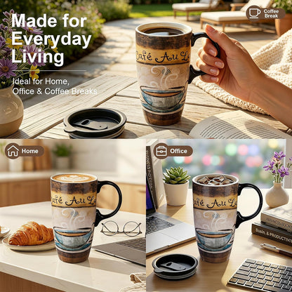 17oz Ceramic Travel Mug with Lid, Christian Butterfly Coffee Mug | Large Coffee Mug with Handle, Psalm 39:7 Floral Design, Microwave & Dishwasher Safe, Gift Box Included
