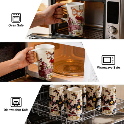 17oz Ceramic Travel Mug with Lid, Christian Butterfly Coffee Mug | Large Coffee Mug with Handle, Psalm 39:7 Floral Design, Microwave & Dishwasher Safe, Gift Box Included