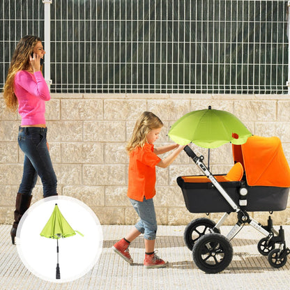 Stroller Umbrella with Adjustable Clamp - UV Protection Sun Shade for Baby Pram Toddler Stroller - Green Clip on Parasol for Wheelchairs, Trolley, Beach Chair Outdoor Use